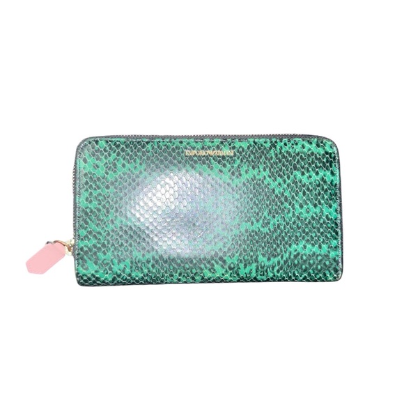 Emporio Armani Green Snakeskin Wallet with Pink Tag - Picture 1 of 3